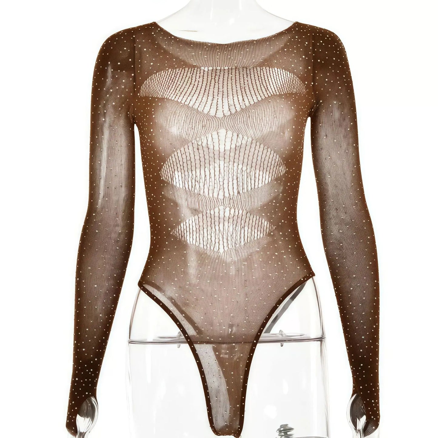 Women's Rhinestone Sheer Lingerie Set | Dance Performance Outfit