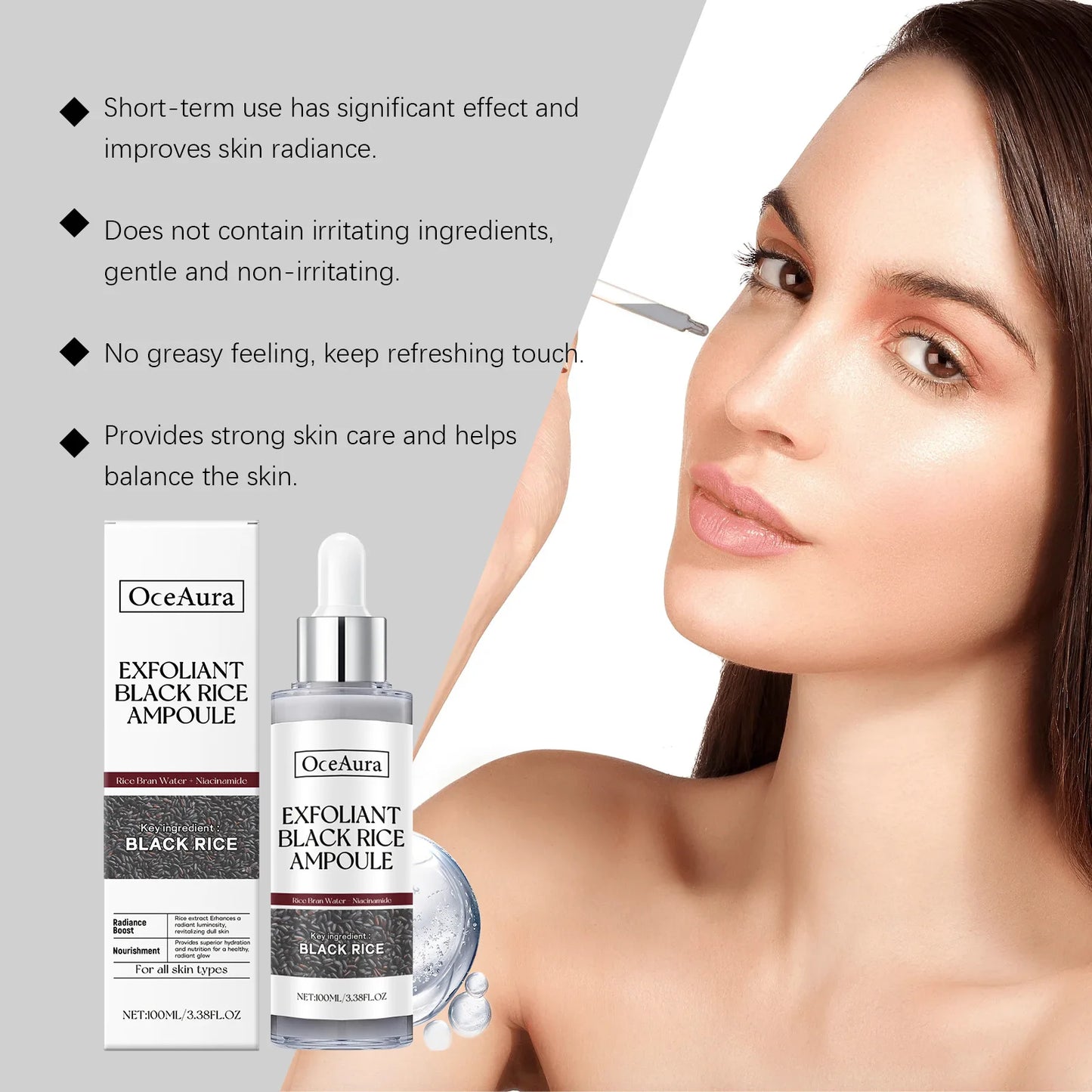 OceAura Black Rice Exfoliating Serum – Cleanse & Brighten 100ml