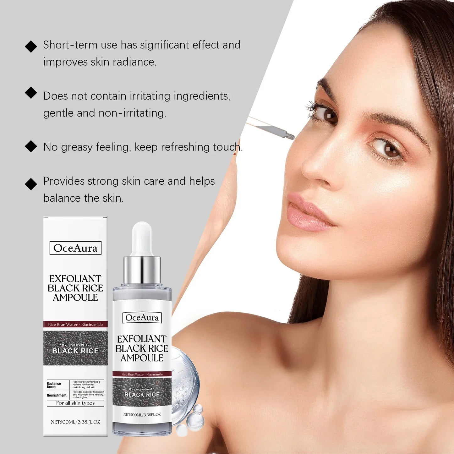 OceAura Black Rice Exfoliating Serum | Deep Cleanse & Brighten
