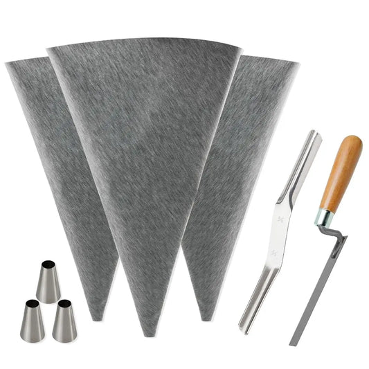 Reusable Mortar Grout Bag Set 3PCS Heavy-Duty Tile Masonry, with Jointer & Pointers, Blue Tip for Easy DIY Installation Grouting Peaceful Pleasures Health and Wellness Gray