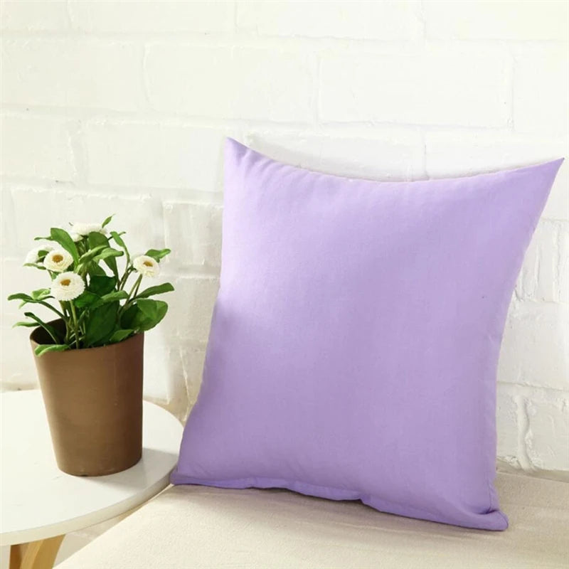 40*40cm Pillow Case Solid Color Sofa Cushion Backrest Pillowcase Family Living Room Cushion Waist Cushion Cover For Household Peaceful Pleasures Health and Wellness Light purple 40x40cm