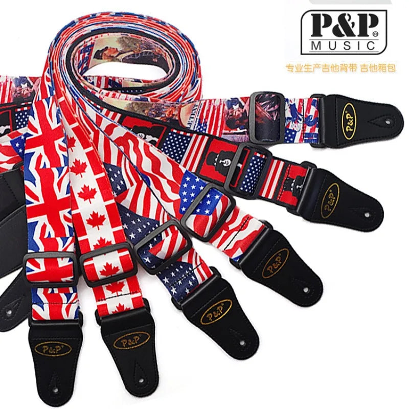 PP Guitar Strap Electric Wood Heat Transfer Musical Instrument Printed
