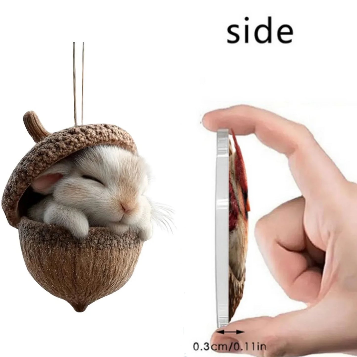 Animal Acorn Christmas Ornaments – Fox Hedgehog Bunny