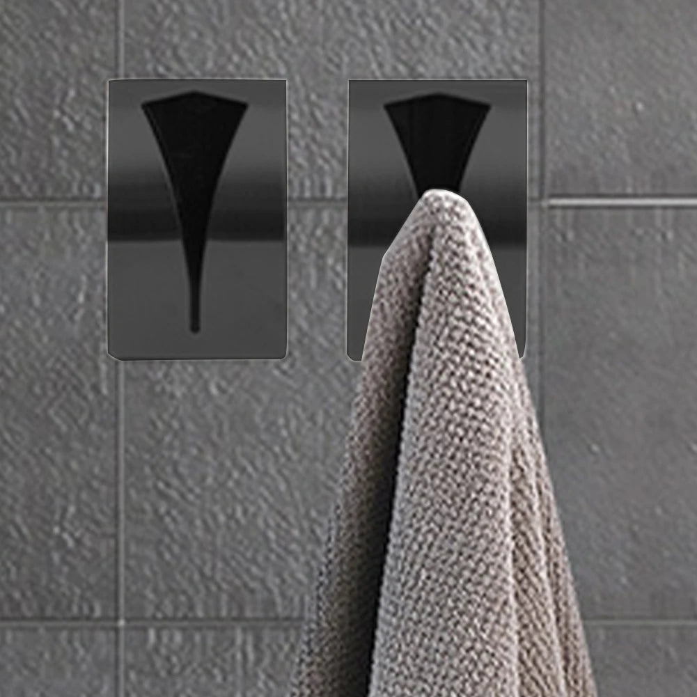 4-Pack Self-Adhesive Towel Hook Holders | No-Drill Stainless Steel