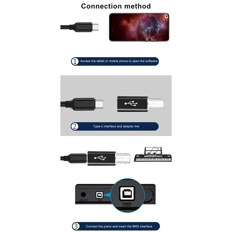 USB-B to USB-C Adapter – Printer, Scanner & MIDI Keyboard Peaceful Pleasures Health and Wellness