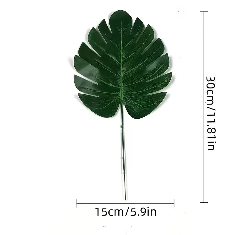 Artificial Monstera Turtle Leaves 12/24pcs | Tropical Party Decor