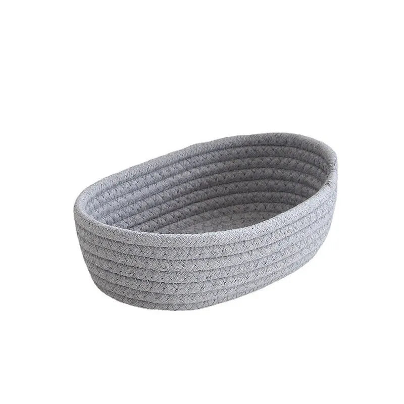 1PC Storage Basket Toys Cosmetics Office Stationery Storage Box Hand Woven Cotton Thread Storage Basket Boat Shaped Basket Peaceful Pleasures Health and Wellness