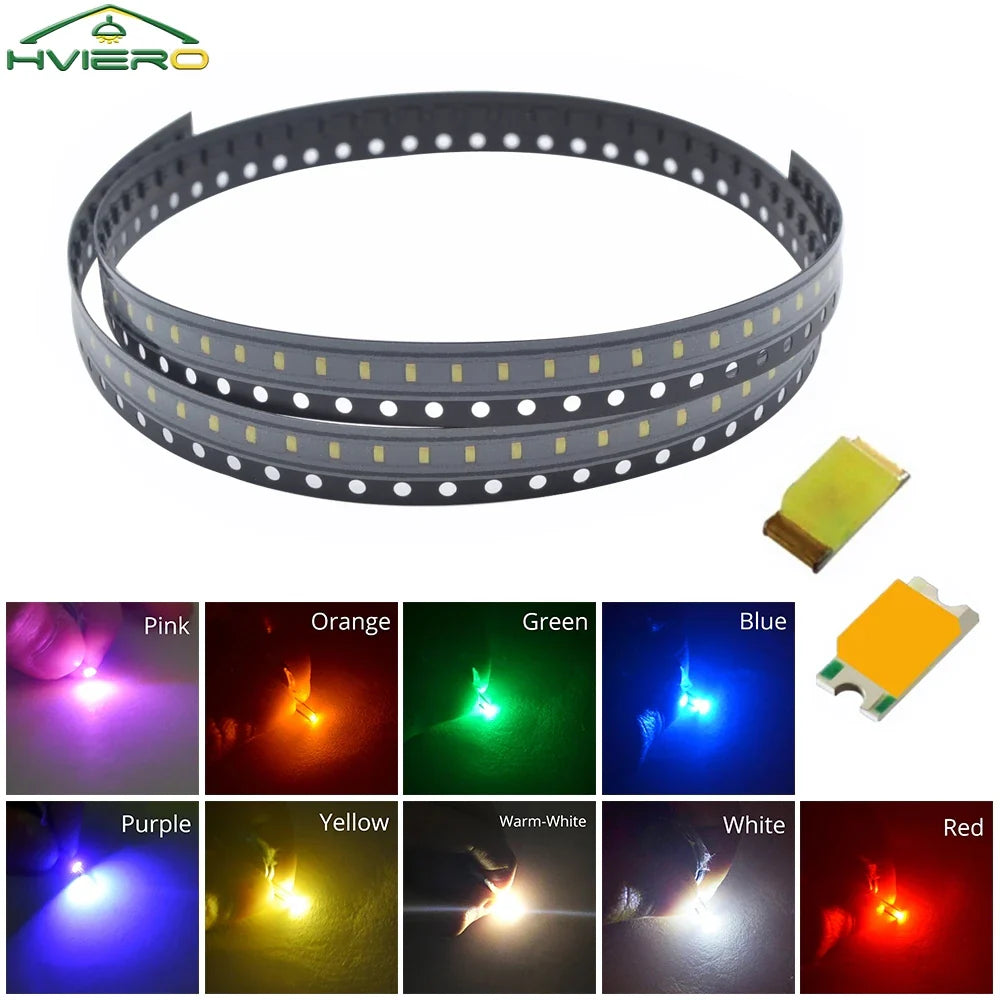 100pcs 0603 SMD LED Beads White Yellow Blue – DIY Diodes