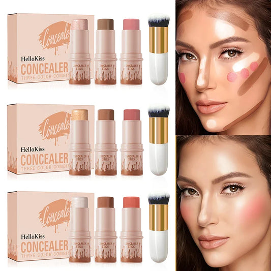 3-Piece Cream Contour Set – Contour, Highlight & Blush Sticks Cream Contour Set Oasis Select