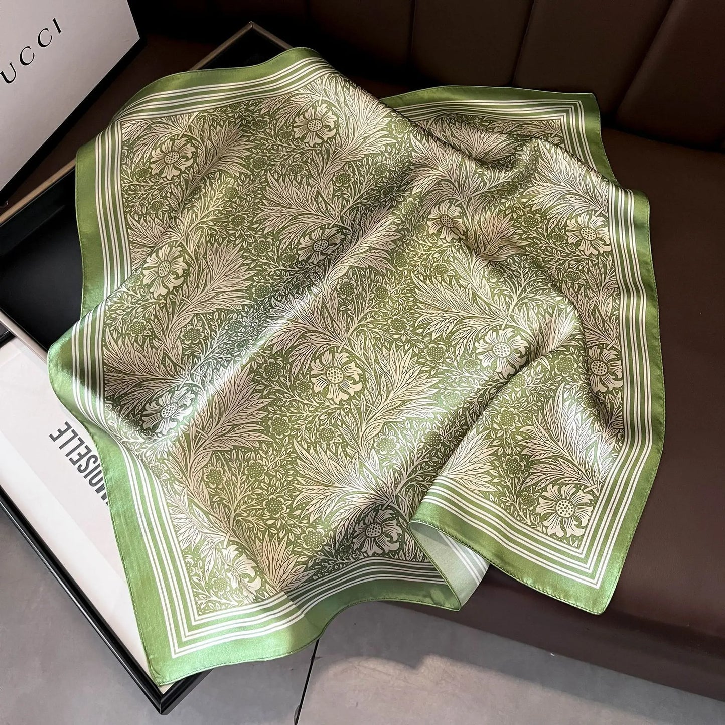 100% Mulberry Silk Lotus Floral Scarf – Women's Versatile Accessory
