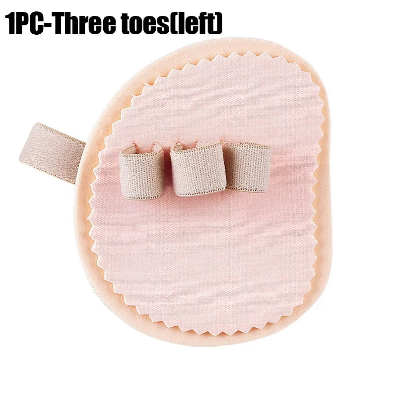 1 Pair Toe Splitting Forefoot Pad Toe Rotation Overlapping Hammer Toe Breathable Absorbing Abrasion Resistant Front Foot Pad Peaceful Pleasures Health and Wellness Three toes left