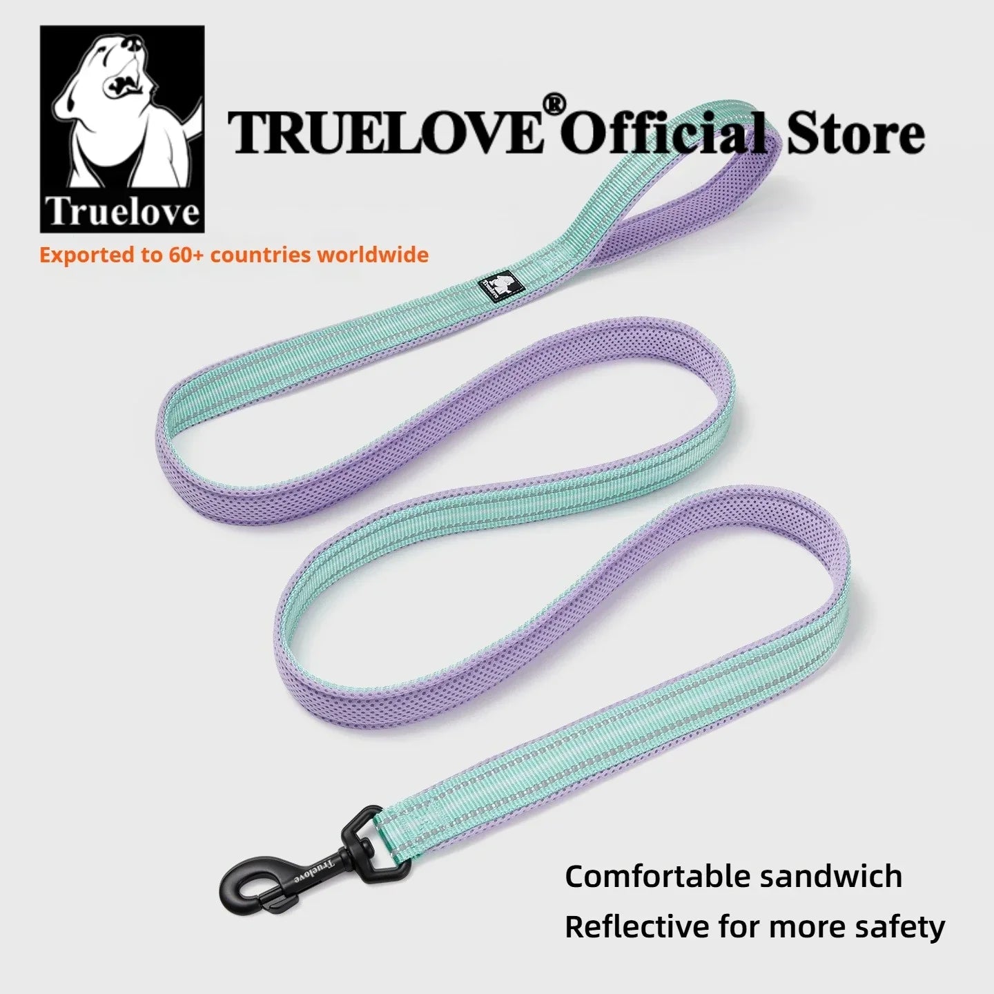 Truelove Pet Leash 200CM Comfort Sandwich Dog Leash Soft Padded Breathable No Pull Pet Lead Durable Reflective Rope TLL2112 Peaceful Pleasures Health and Wellness