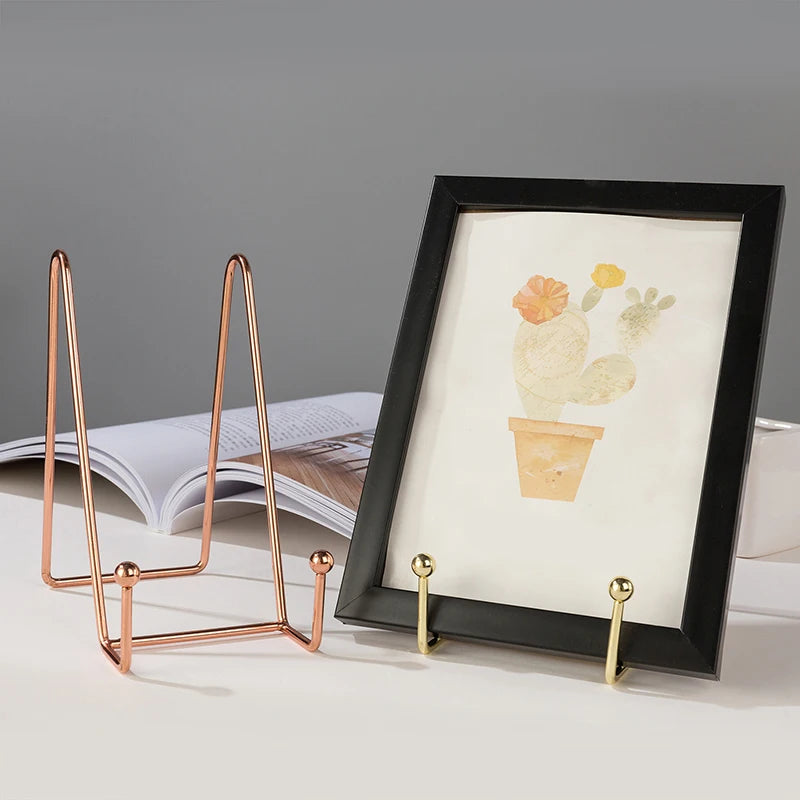 3Pcs Metal Display Easel Stand Holder for Pictures Photos Plates Artwork Tabletop Decorative Dish Frame Home Decor Peaceful Pleasures Health and Wellness