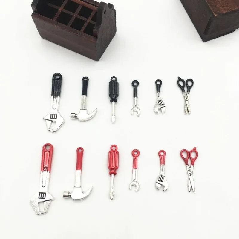 1Set 1:12 Dollhouse Miniature Toolbox Handmade Tools Sets Model Furniture Accessories for Doll House Decor Toys Decorative Props Peaceful Pleasures Health and Wellness