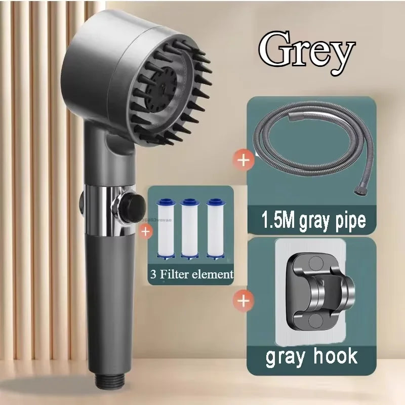 Filtered Handheld Shower Head | 3 Modes & Massage Brush