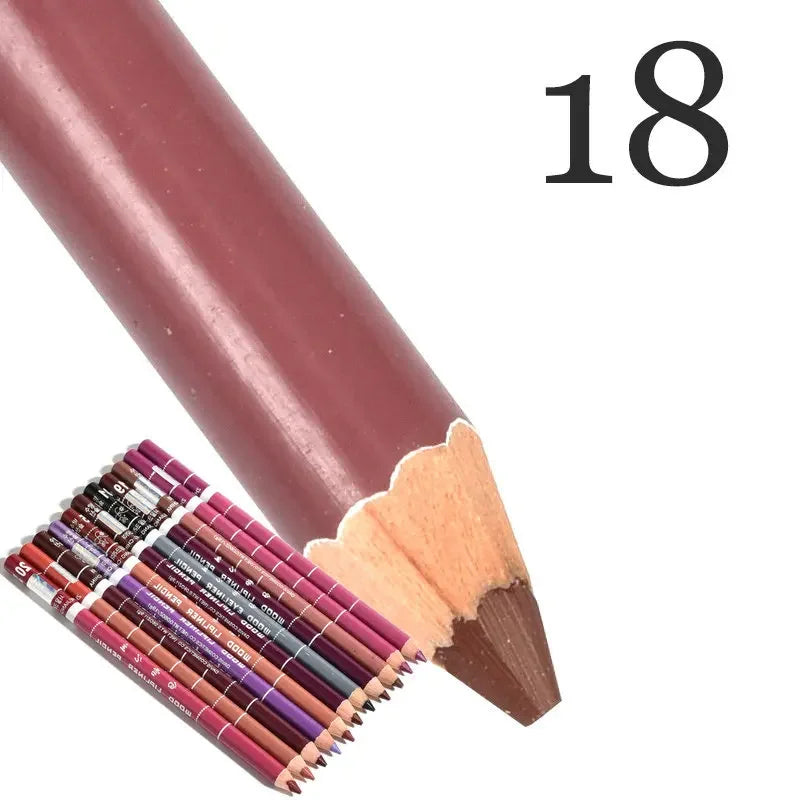 28-Color Waterproof Matte Lip Liner Pencil – Long-Lasting
