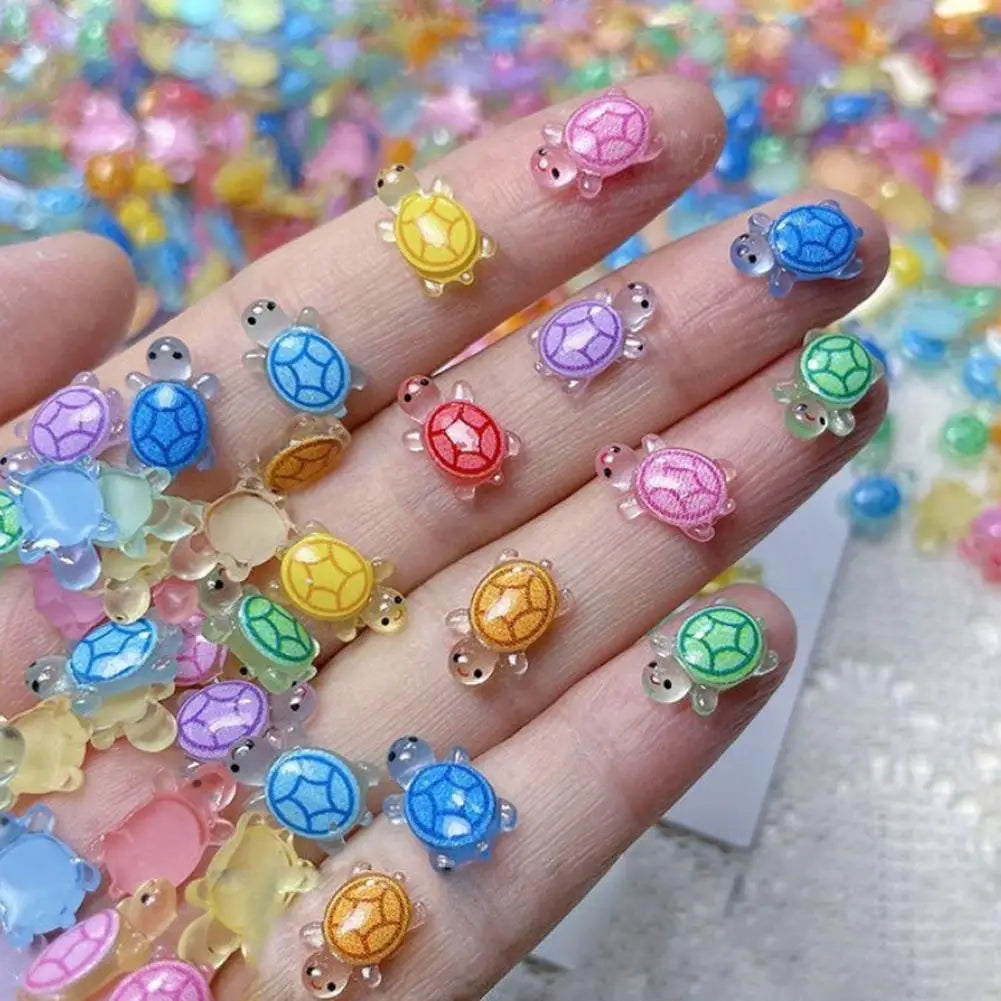 100Pcs Mixed Resin Turtle Nail Art Rhinestones Peaceful Pleasures Health and Wellness