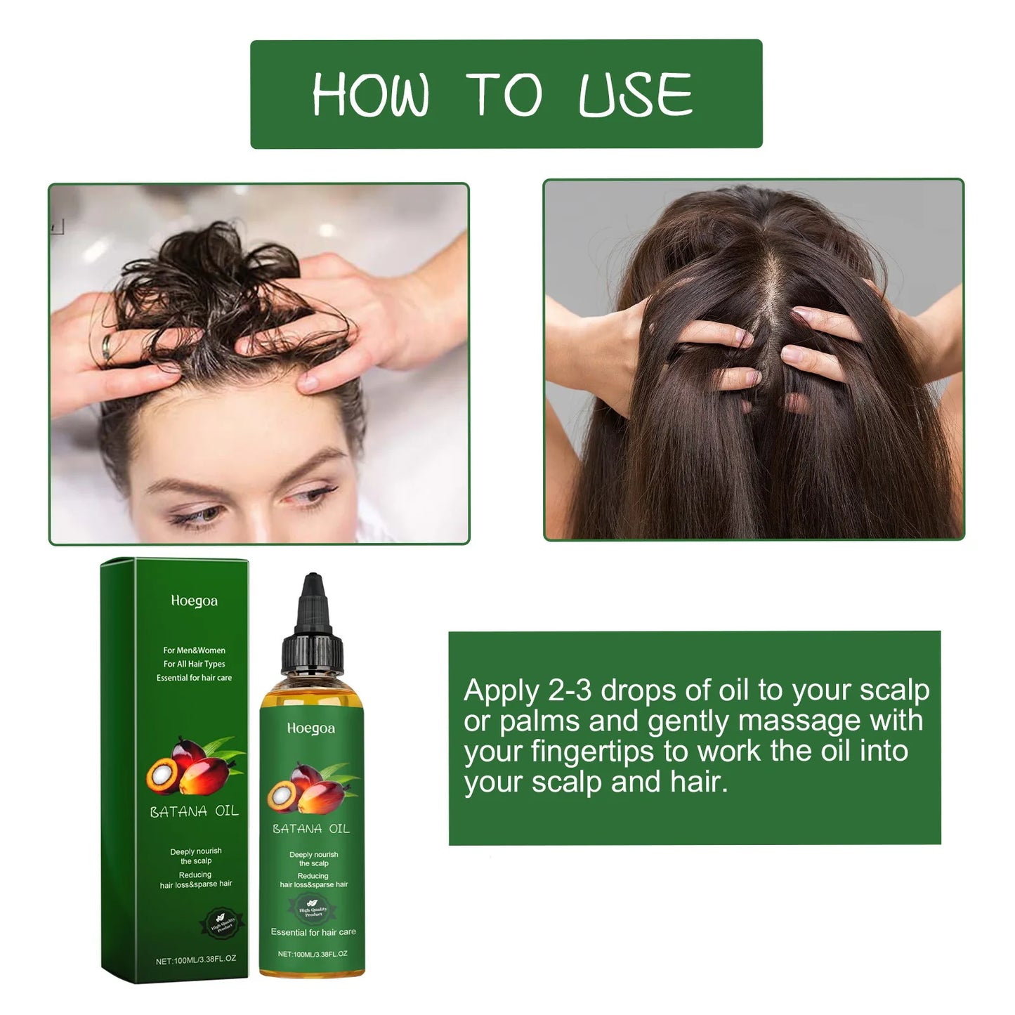 HOEGOA Hair Growth Oil – Scalp Nourishing & Frizz Control Hair Growth Oil Peaceful Pleasures Health and Wellness