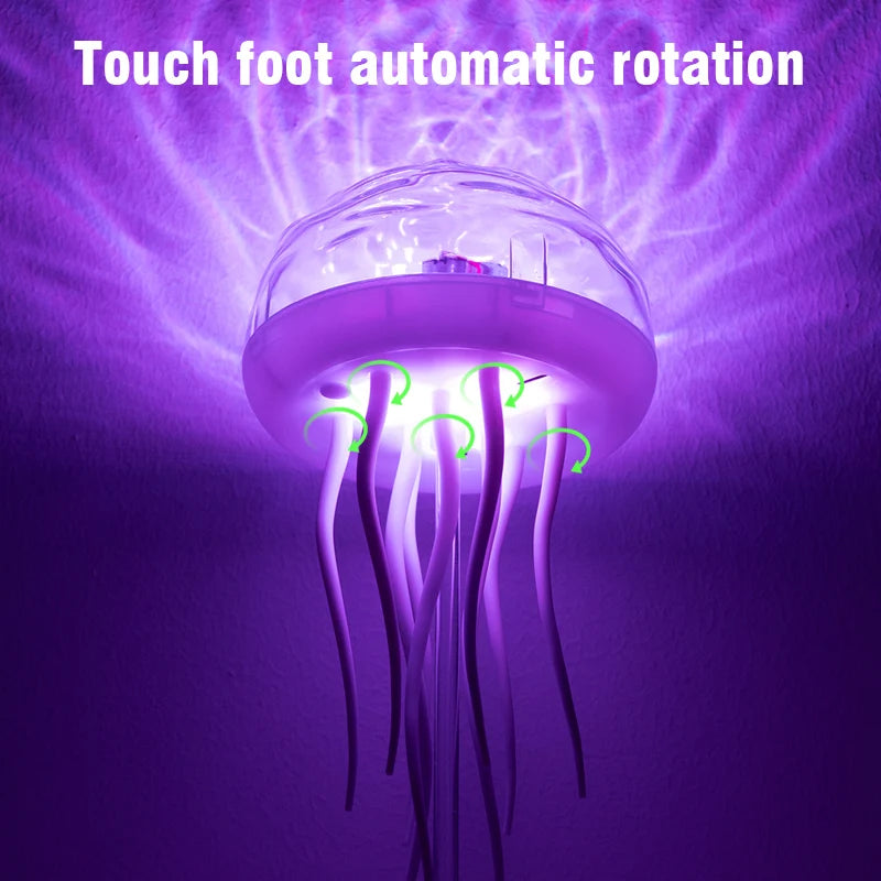 Jellyfish LED Night Light RGB Rotating Voice Control Lamp