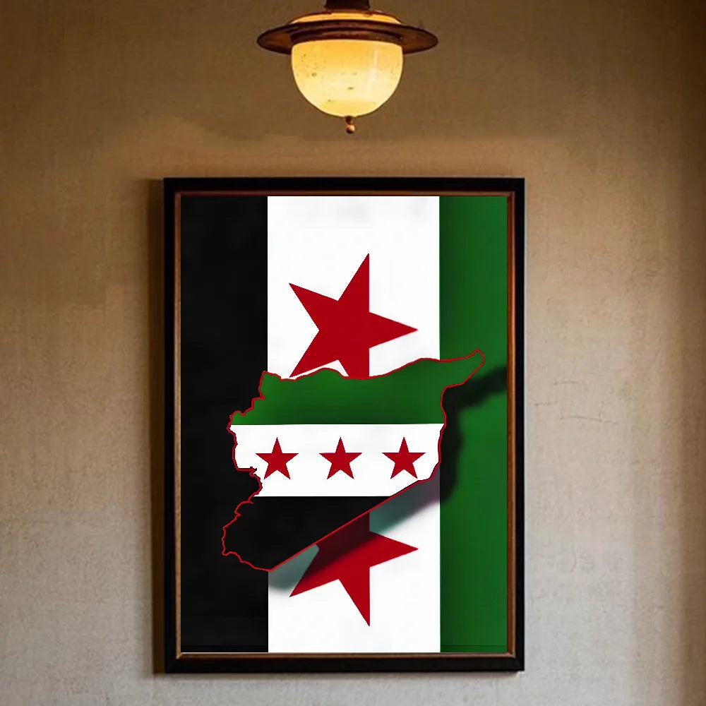 Syrian Revolution Flag HD Wall Poster – Waterproof PVC Decor Wall Art Poster Peaceful Pleasures Health and Wellness z6 15X20cmNoframe
