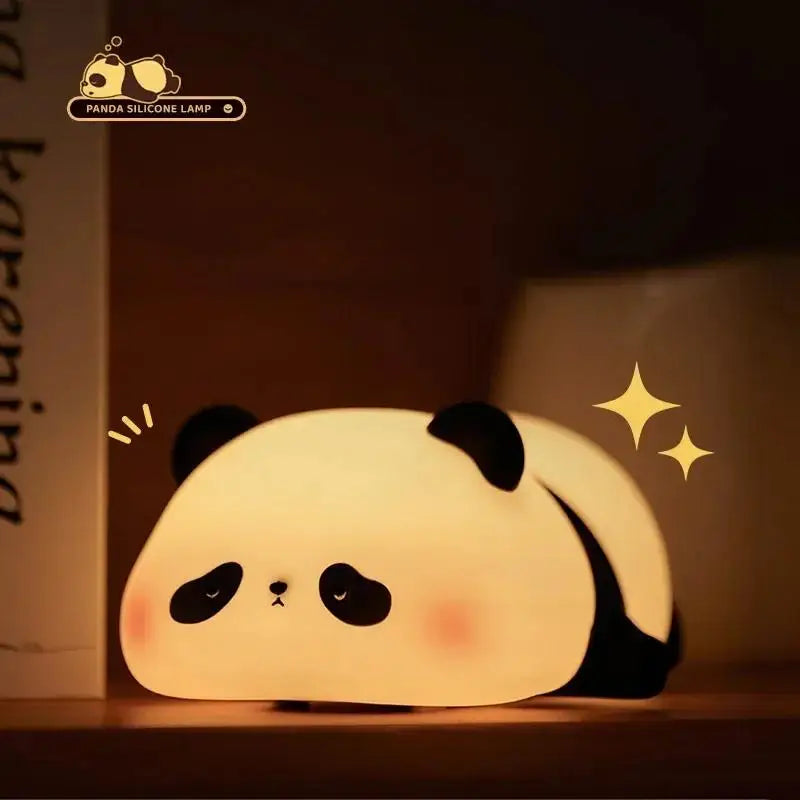 Cute Panda Silicone Patting Lamp Rechargeable Timing LED Night Light For Bedroom Bedside Room Decoration Kids Boys Birthday Gift Peaceful Pleasures Health and Wellness