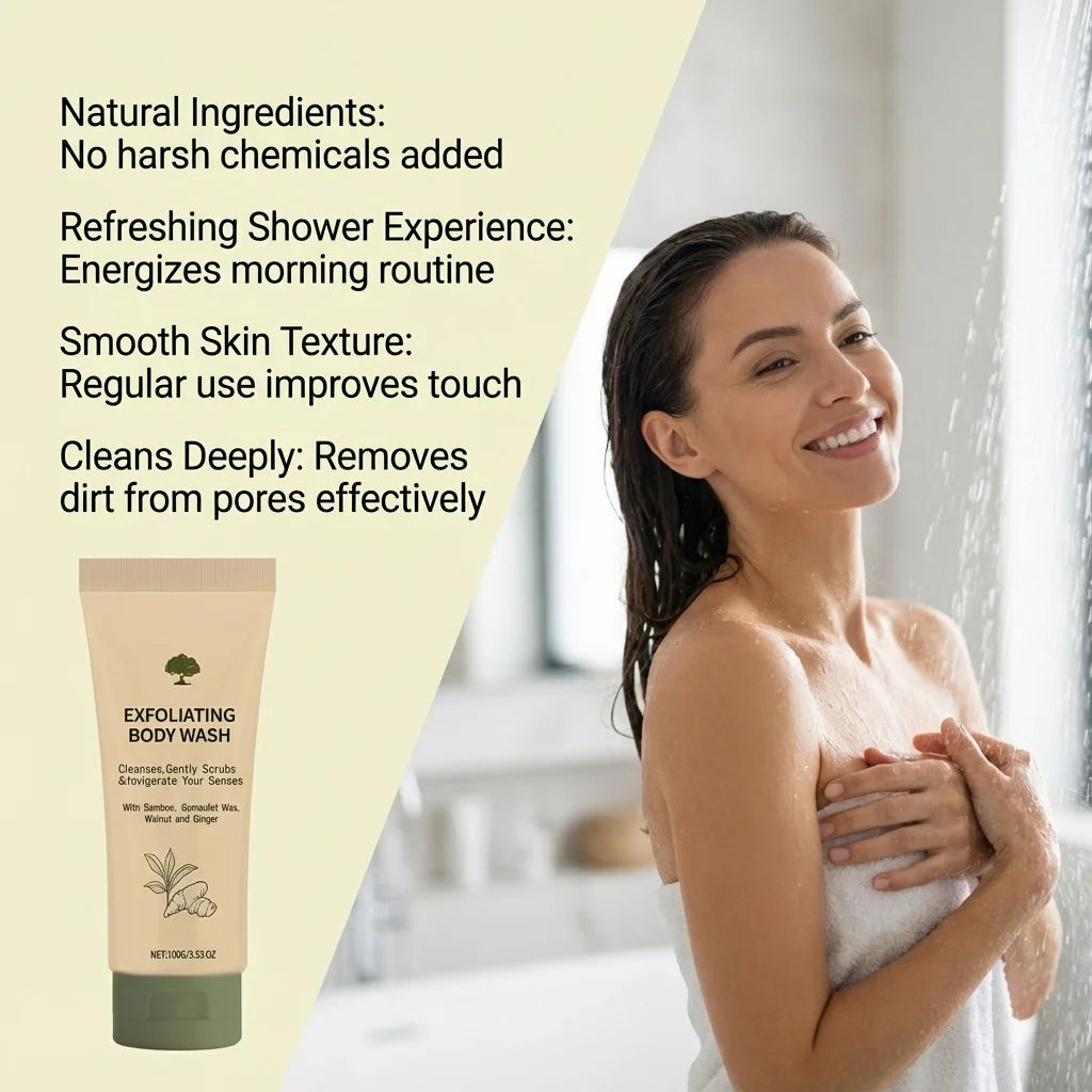 Exfoliating Body Wash Deep Cleansing Body Dirt Smoothing Dead Skin Cell Removal Improve Roughness Refresh Brightening Shower Gel Peaceful Pleasures Health and Wellness