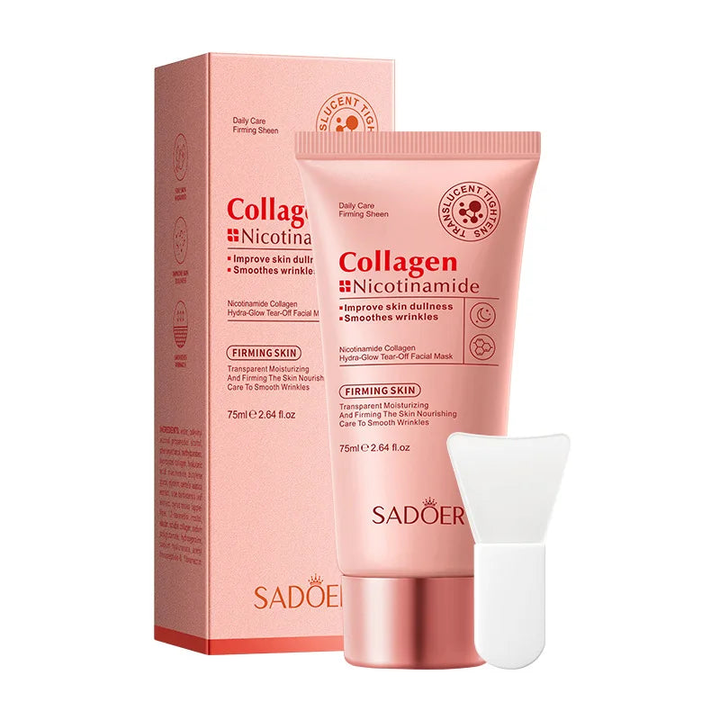 SADOER Niacinamide Collagen Deeply Hydrating Wrapping Peel Off Facial Mask Exfoliating Rejuvenating Smoothing Skin Care Mask Peaceful Pleasures Health and Wellness 1PCS