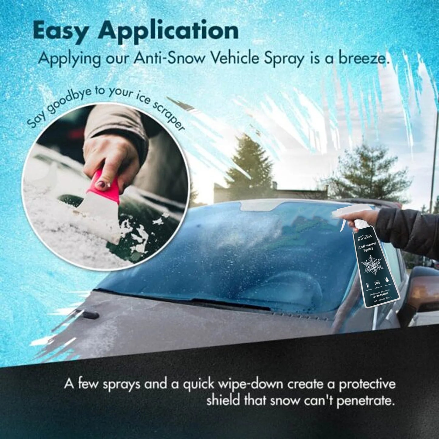 RayHong Car Ice & Snow Melt Spray – Anti-Freeze, 100ml