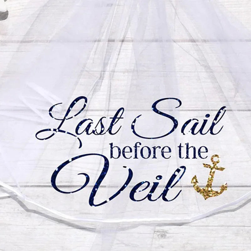 Nautical Bachelorette Sash & Veil | Last Sail Bridal Party Bachelorette Party Sash Peaceful Pleasures Health and Wellness veil