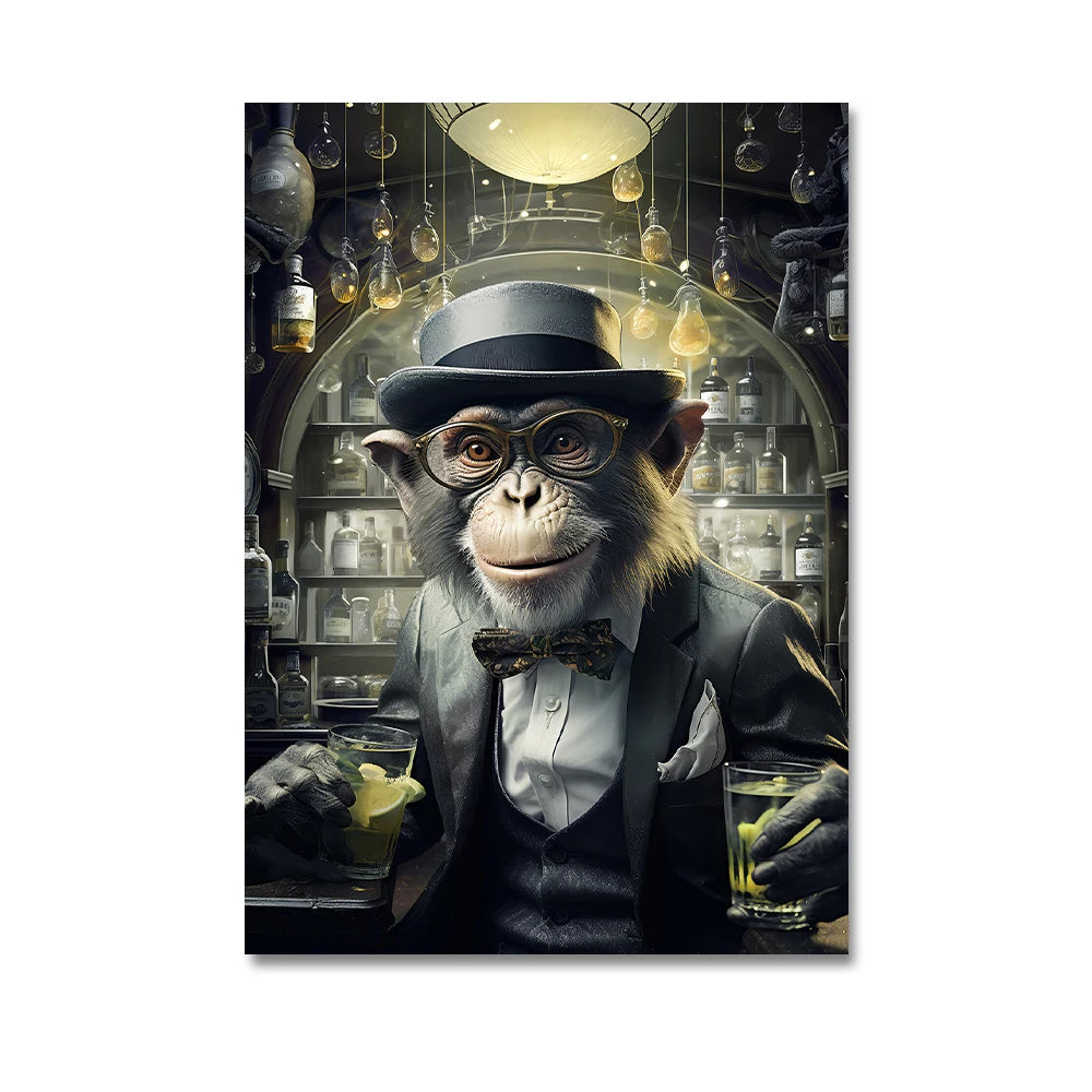 Nordic Gorilla Suit Abstract Canvas Wall Art | Modern Decor