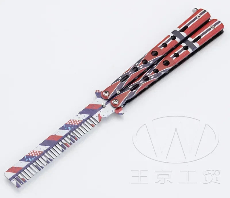 1PCS Foldable Comb Stainless Steel Butterfly Knife Comb Beard Moustache Brushe Salon Hairdressing Styling Tool Peaceful Pleasures Health and Wellness A