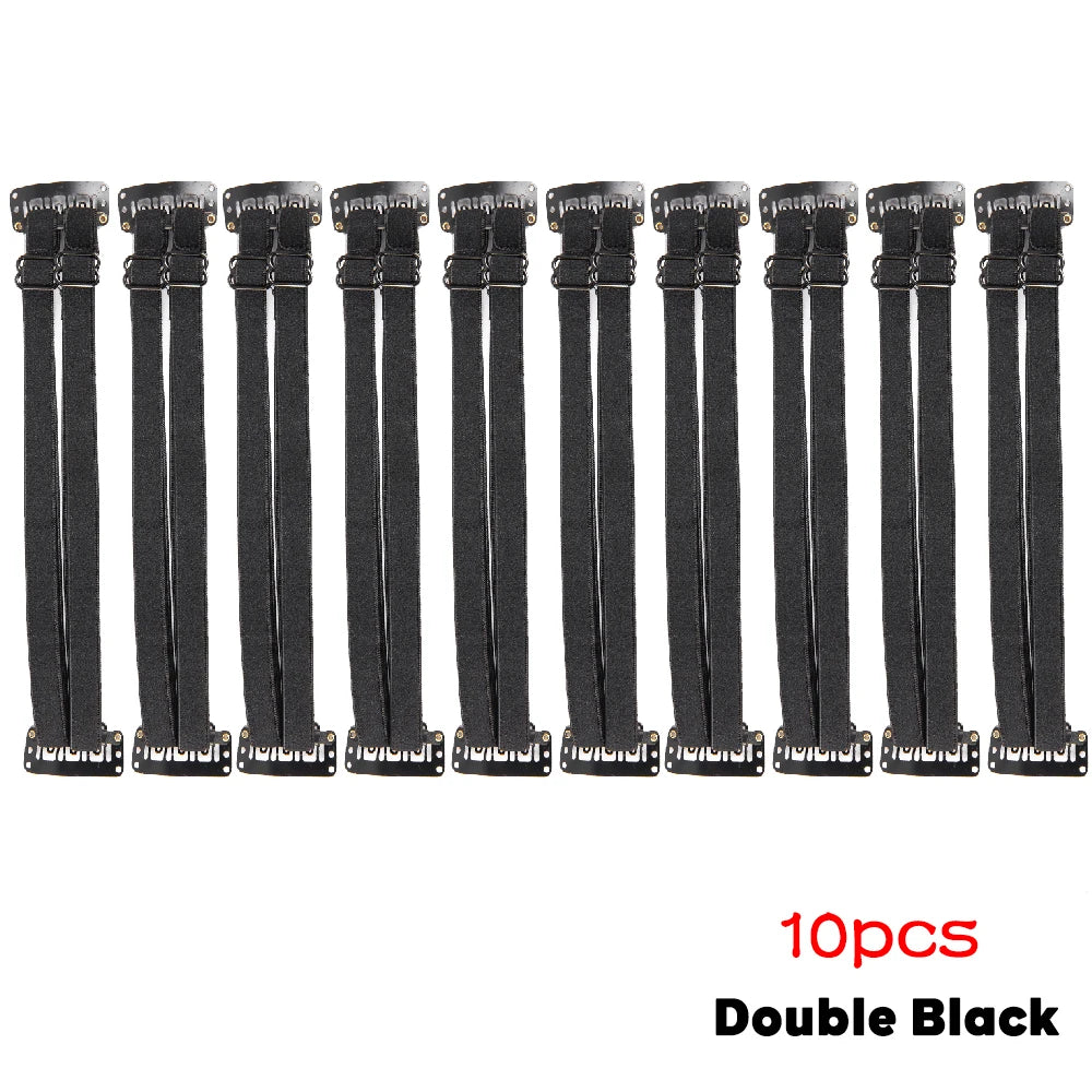 10 Pcs Magic Eye Pulls Elastic Band Adjustable Single/Double Tighten Foxy Eyes Lift Eyebrow With Bb Clips Elastic Eyes Lift Band Peaceful Pleasures Health and Wellness 10Pcs Double Black