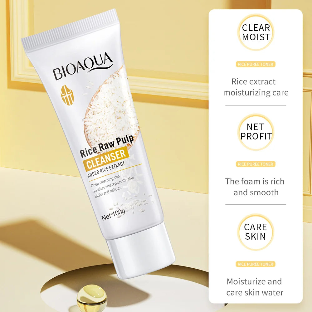 BIOAQUA Rice Raw Pulp Facial Cleanser – Brightening Face Wash