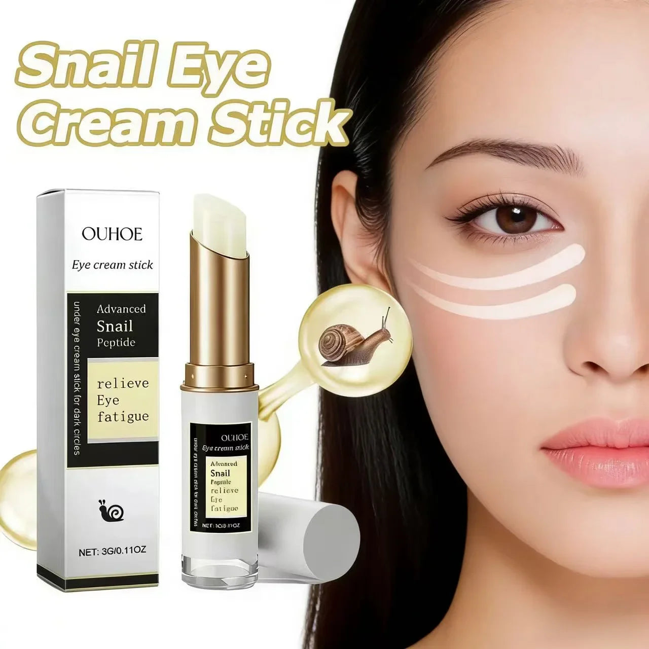 OUHOE Snail Peptide Eye Cream Stick – Dark Circles & Puffiness