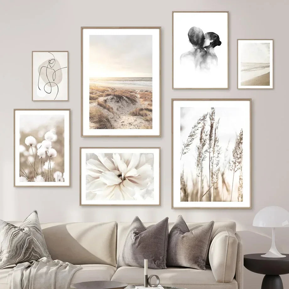 Abstract Floral Feather Canvas Wall Art Print | Unframed Poster