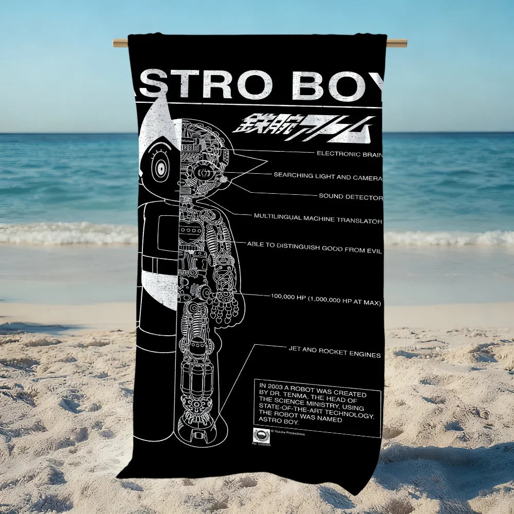 Cute Astro Boy Quick-Dry Beach Towel | Soft Pool & Travel Towel Quick-Dry Beach Towel Peaceful Pleasures Health and Wellness