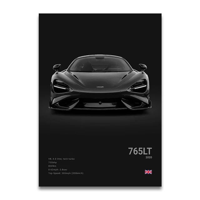 SENNA 720S ARTURA Canvas Wall Art Print Poster P1 765LT Supercar Decorative Painting Modern Home Decor Car Lover Gift Unframed Peaceful Pleasures Health and Wellness