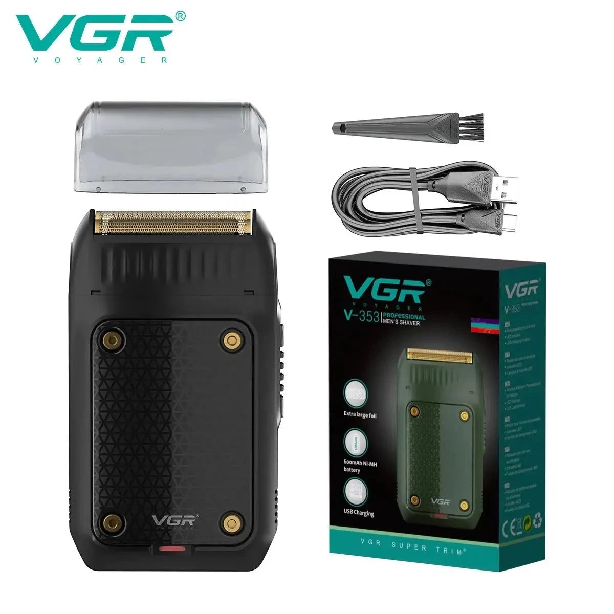 VGR popular men's shaver, convenient mini shaver, home travel electric shaving machine sideburns and hair trimming machine V-353 Peaceful Pleasures Health and Wellness USB 1