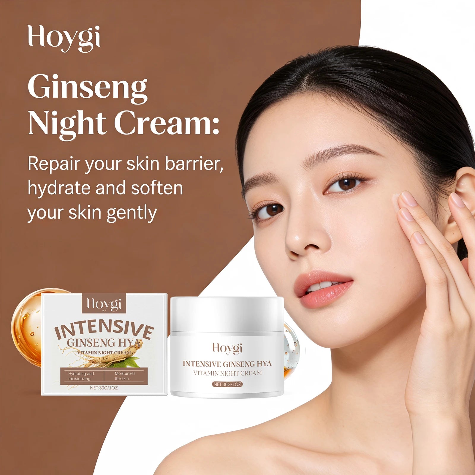 Ginseng Night Cream Hyaluronic Acid Face Cream Antioxidant Brightening Skin Tone Repair Skin Barrier Nourishing Night Skin Care Peaceful Pleasures Health and Wellness