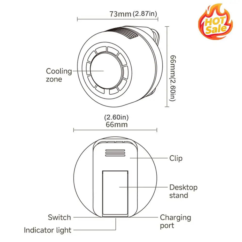 Silent Clip Fan 3-Speed 1800mAh USB-C Rechargeable Portable