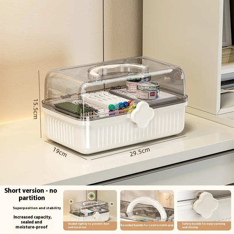 Portable Plastic Desktop Storage Box with Handle | Home Organizer