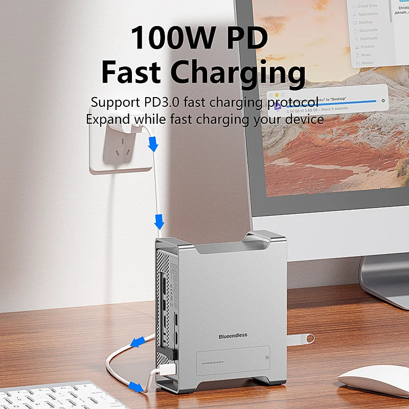 USB C Hub With M.2 NVME SSD Slot Enclosure For Mac Mini M4/M4 Pro Type-C Docking Station SSD Case HDMI USB3.2 Gen2 SD4.0 TF4.0 Peaceful Pleasures Health and Wellness