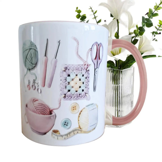 Funny Crochet Coffee Mug 330ml | Novelty Porcelain Cup Gift Novelty Coffee Mug Peaceful Pleasures Health and Wellness
