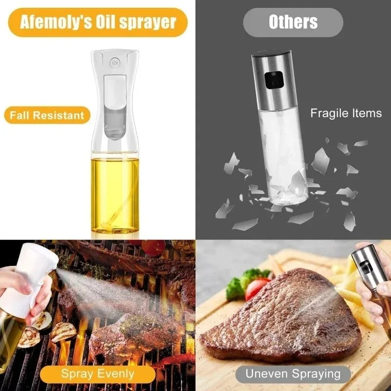 Multipurpose Oil Spray Bottle for Cooking and Grilling with Dropper Bottle, 200ml or 300ml Glass or Plastic Sprayer Dispenser Peaceful Pleasures Health and Wellness