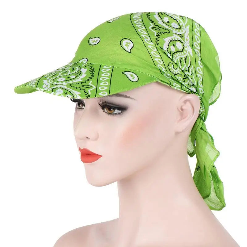 Women's Wide Brim Paisley Bandana Sun Hat | UV Brim Cap