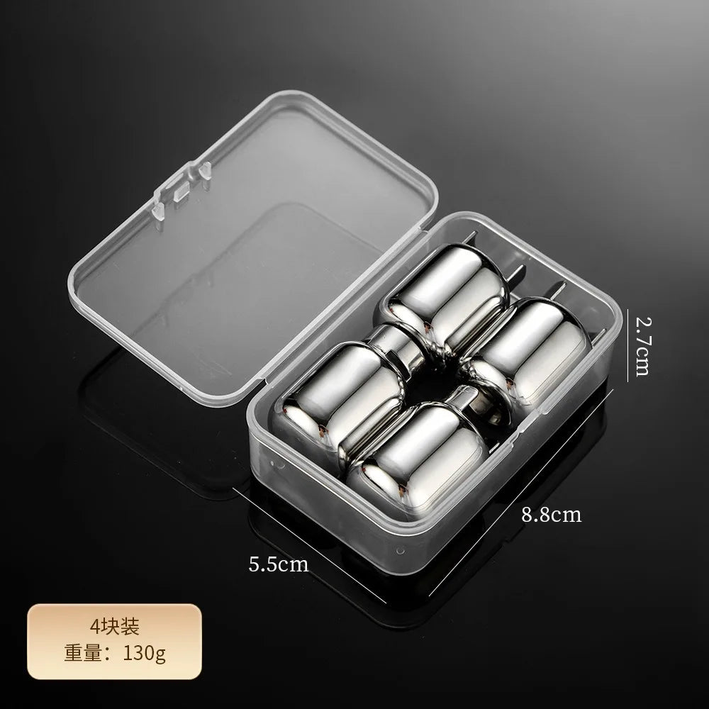 Stainless Steel Ice Cubes Whiskeygas Cylinders Ice Cube Cooler Reusable Whisky Ice Stone Whisky Rocks Bar Wine Cooler Peaceful Pleasures Health and Wellness 4pcs
