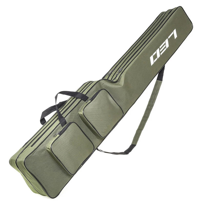 Two Layer Fishing Bag 130cm Rod Reel Bag Fishing Pole Gear Tackle Tools Carry Case Portable Durable Fishing Rod Tackle Bag Peaceful Pleasures Health and Wellness army green