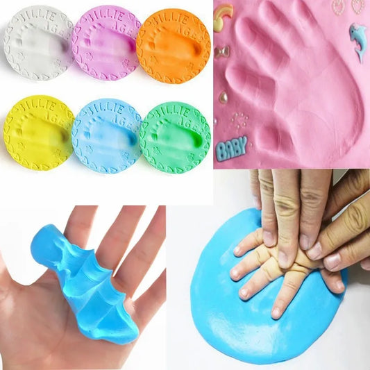 Baby Care Air Drying Soft Clay Baby Handprint Footprint Imprint Kit Casting Parent-child Hand Inkpad Fingerprint Peaceful Pleasures Health and Wellness