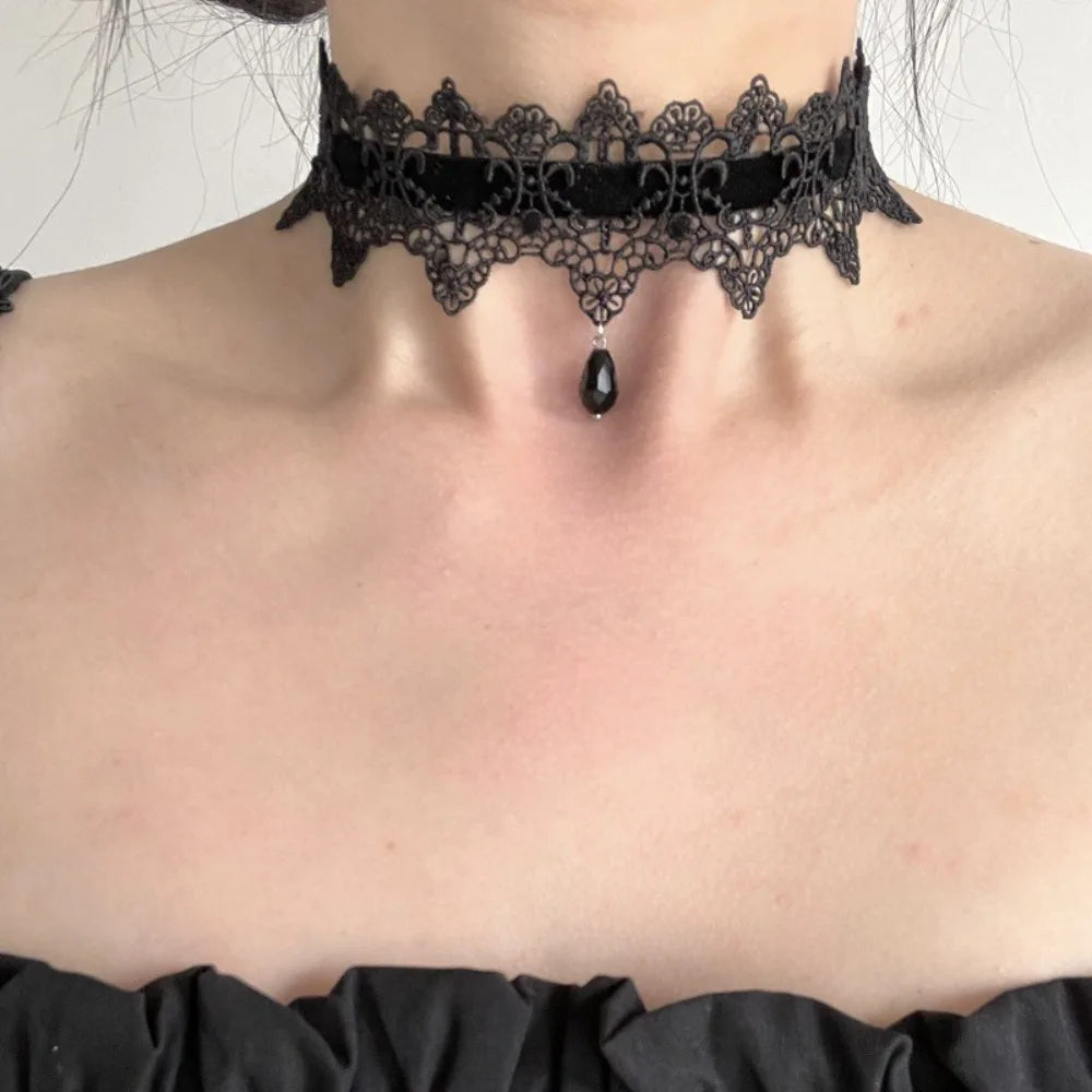 Elegant Black Lace Bowkot Choker Necklace Gothic Collar Necklace Vintage Choker Short Chain Necklace Fashion Jewelry Peaceful Pleasures Health and Wellness