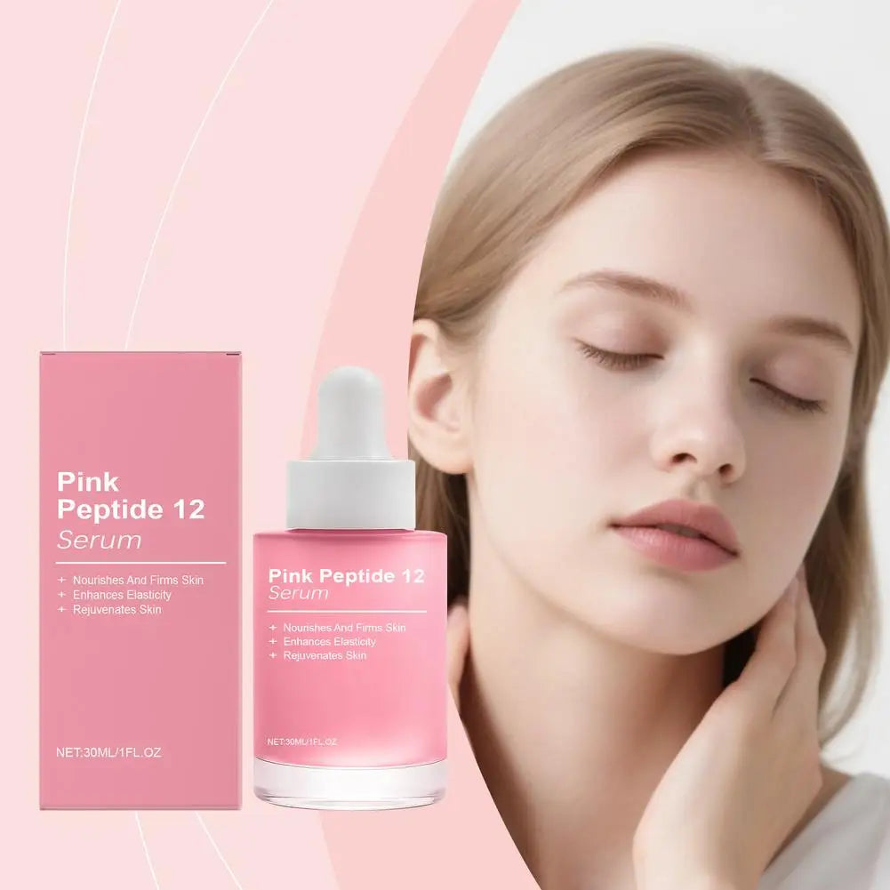 Pink Peptide 12 Glow Facial Serum Firming Brightening Hydrating Enhance Elasticity Rejuvenating Soothing Tightening Facial Serum Peaceful Pleasures Health and Wellness